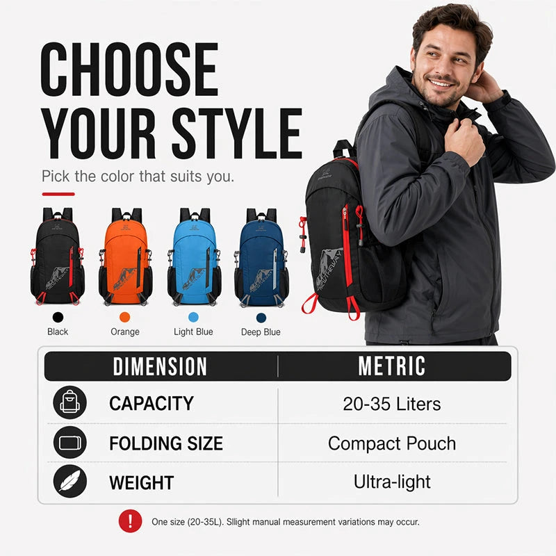FoldPack Outdoor Waterproof Backpack