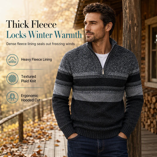 Fleece Lined Plaid Cardigan Sweater