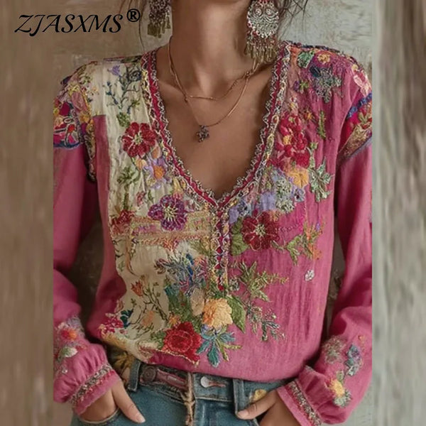 Vintage Autumn Bloom Top