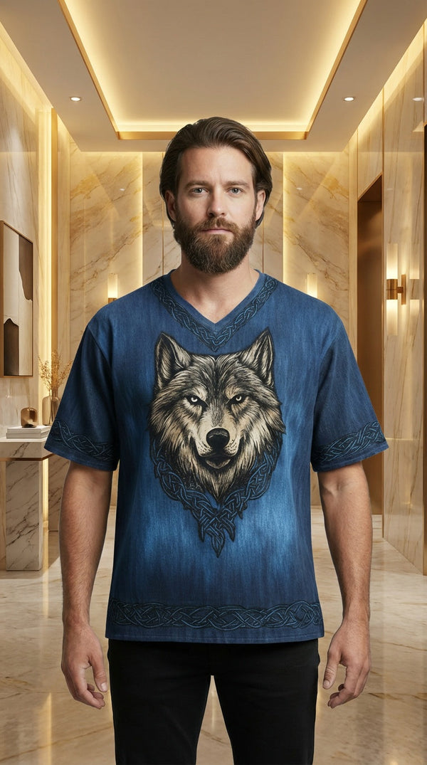 NordWolf Celtic Linen V-Neck Tee
